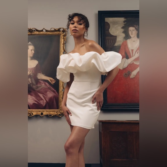 NEW - JENNY YOO- EMILY RUFFLE OFF THE SHOULDER DRESS - Picture 5 of 6